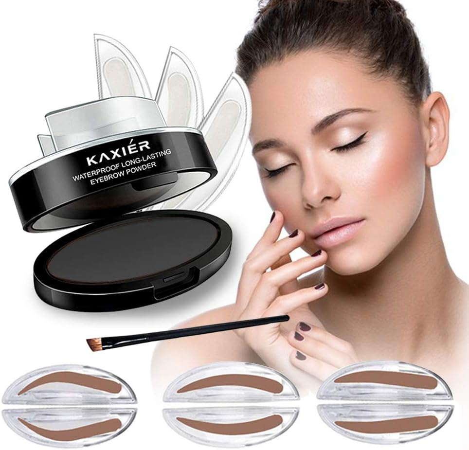 Gl-Turelifes Waterproof Eye Brow Stamp Powder Perfect Eyebrow Power Seal Nature Eye Brow Powder Delicate Shape Light Brown