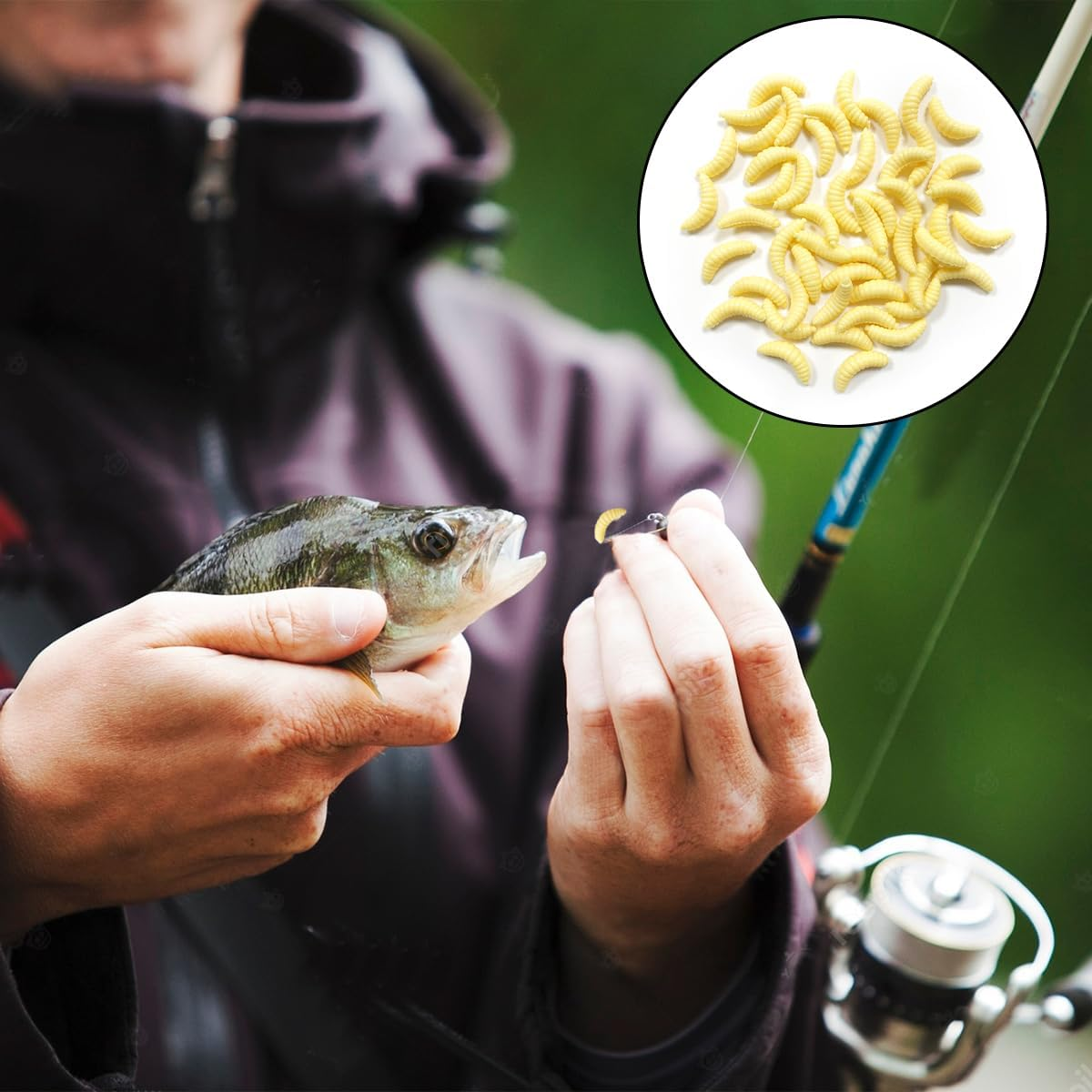 Mini Soft Worm Lures, 50 PCS Small Realistic Fishing Lures for Saltwater, Freshwater, Prank Props (Yellow, 2Cm/0.78In) image number 5