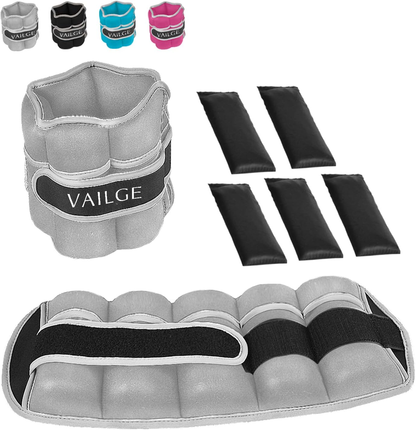 Ankle Weights Adjustable Leg Weights for Fitness Jogging Walking Exercise, Ankle Weights Women Men 0.5KG - 3KG, Black Grey Pink Blue Purple Wrist and Ankle Weights image number 3