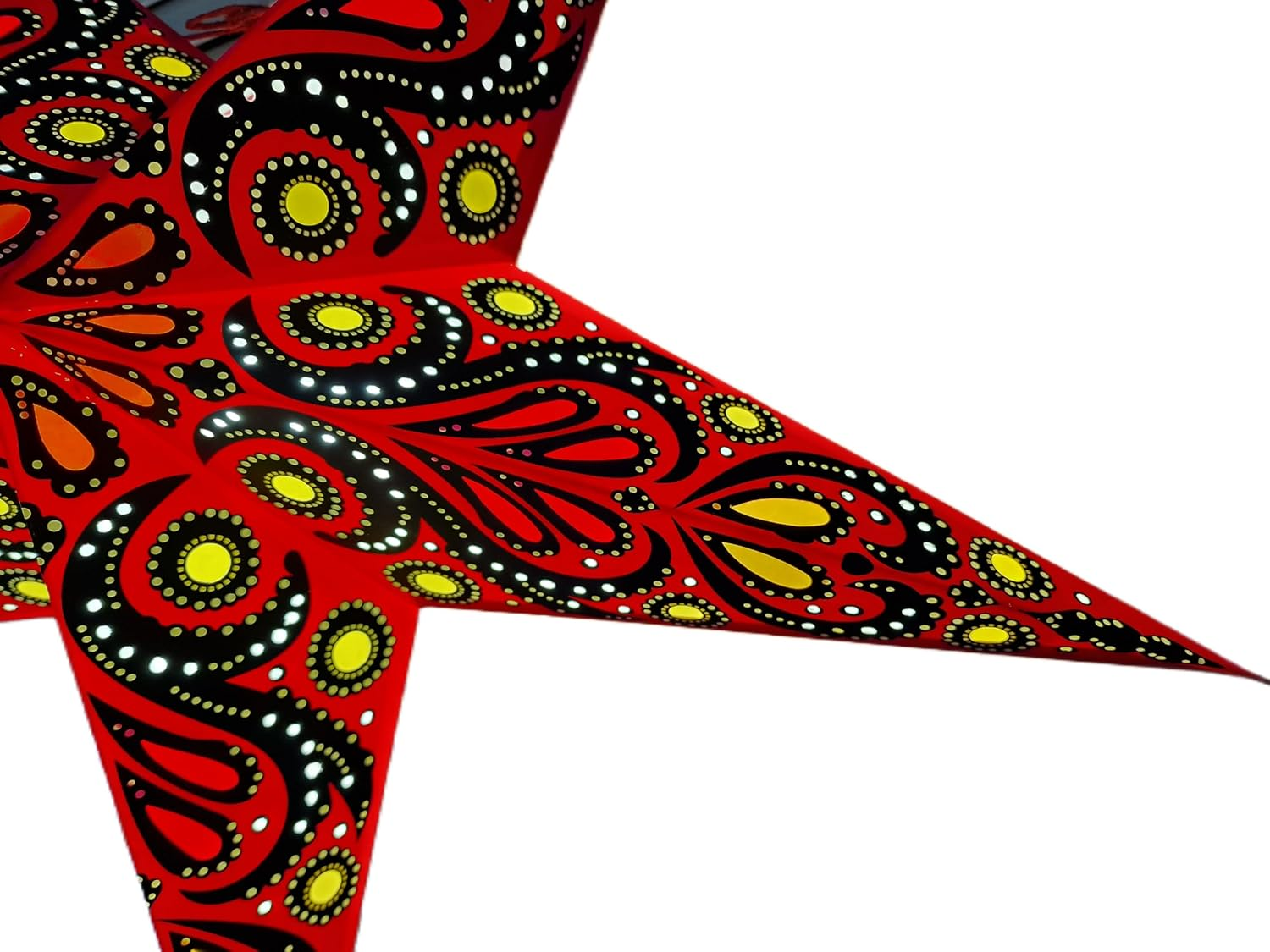 YEPSIO Lantern Lampshade Paper Star Light Shades Large 60Cm Hanging Decorations for Christmas Wedding Home Decoration Birthday Party Foldable 5 Pointed Star (Red, Black, Yellow) - Black, Rust, Blue image number 5