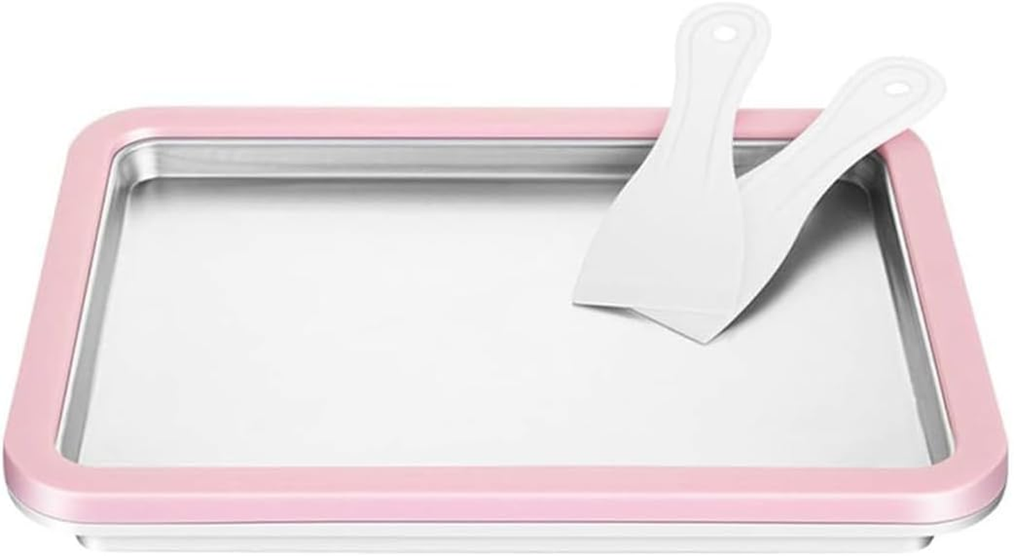 TOMVAES Ice Cream Maker, Ice Cream Plate with 2 Spatulas for Kids Family, Food Grade Stainless Steel Pan Ice Cream Machine Easy for Homemade Rolled Ice Cream Frozen Yogurt Sorbet Gelato (Pink)