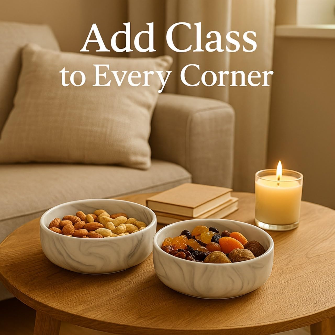 The Modern Nest-Marble Grey Bowl Set - Perfect for Soup, Salad, Ramen & Fruit | 2-Piece Ceramic Stoneware Bowl Set image number 3