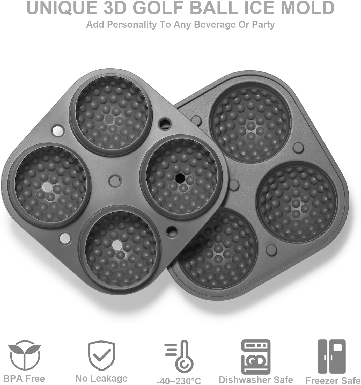 Golf Ice Cube Trays, 2.5" Large Sphere round Golf Ice Cube Mold for Cocktails, Whiskey, Bourbon Chilling, Fun Shapes Silicone Big Circle Ice Cube Trays W/Funnel image number 3