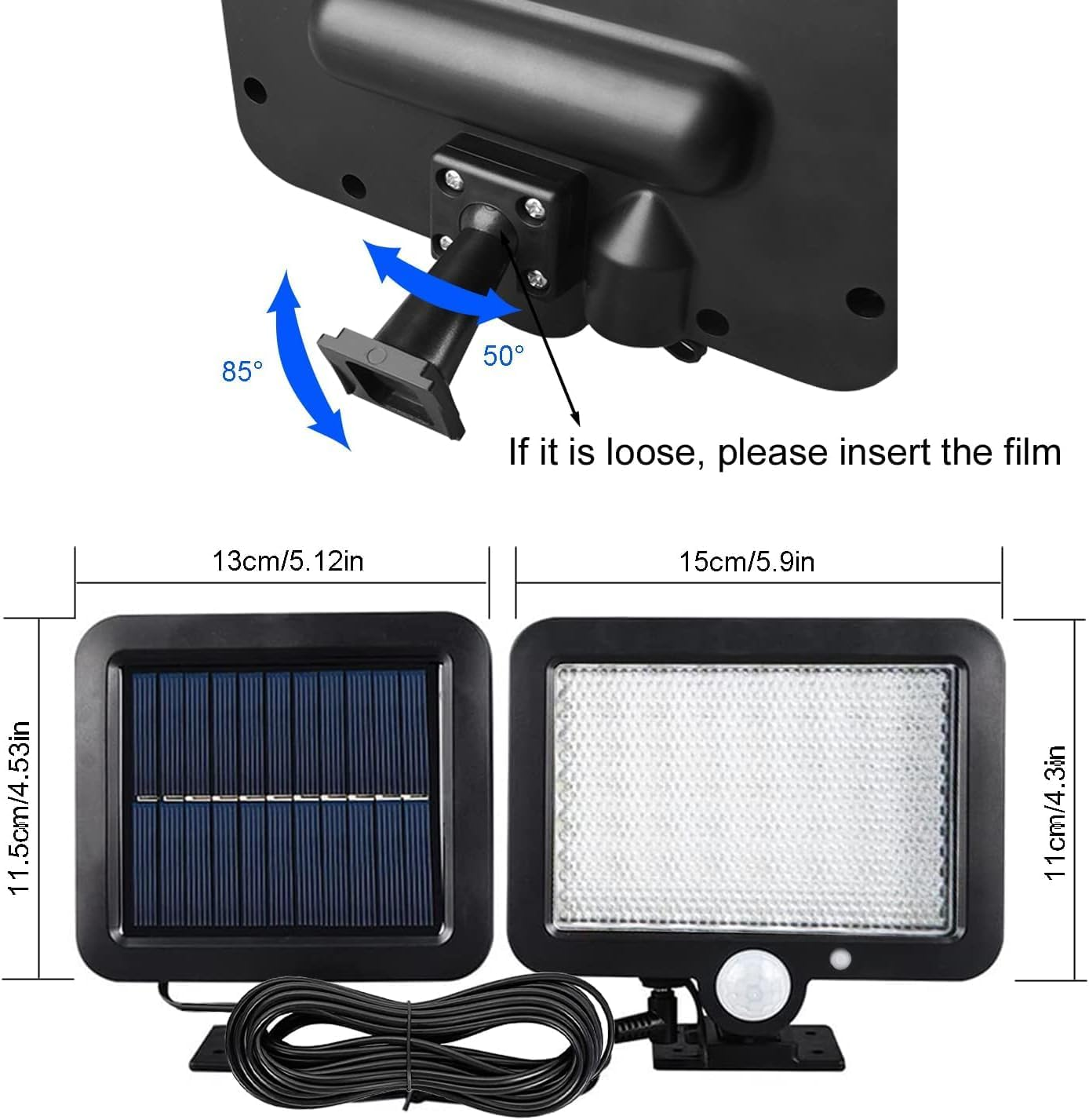 Ludopam Solar Light Outdoor 56 LED Wall Light Solar Security Flood Lights Motion Sensor Bright Solar Powered Porch Lights IP65 Waterproof 120&deg; Sensor Angle for Patio Barn Garden Pathway Yard Lawn image number 3