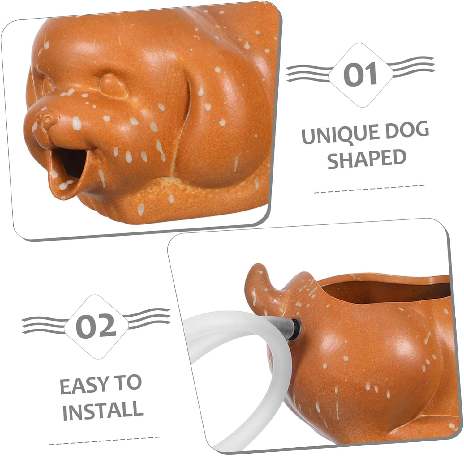 Didiseaon Ceramic Garden Fountain Spitter Dog Shape with Ecological Water Filtration for Outdoor Patio and Indoor Aquarium Decor Natural Water Purifying Ceramic Jar Planter image number 2