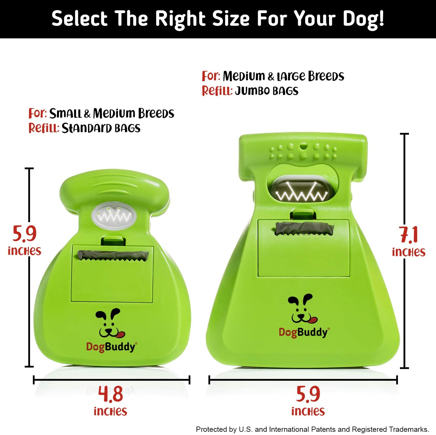 Dogbuddy Pooper Scooper, Portable Dog Poop Scooper, Sanitary Dog Waste Pick Up, Heavy Duty Dog Waste Cleaner with Bag Dispenser, Dog Leash Clip and Pooper Scooper Bags Included (Large, Kiwi)