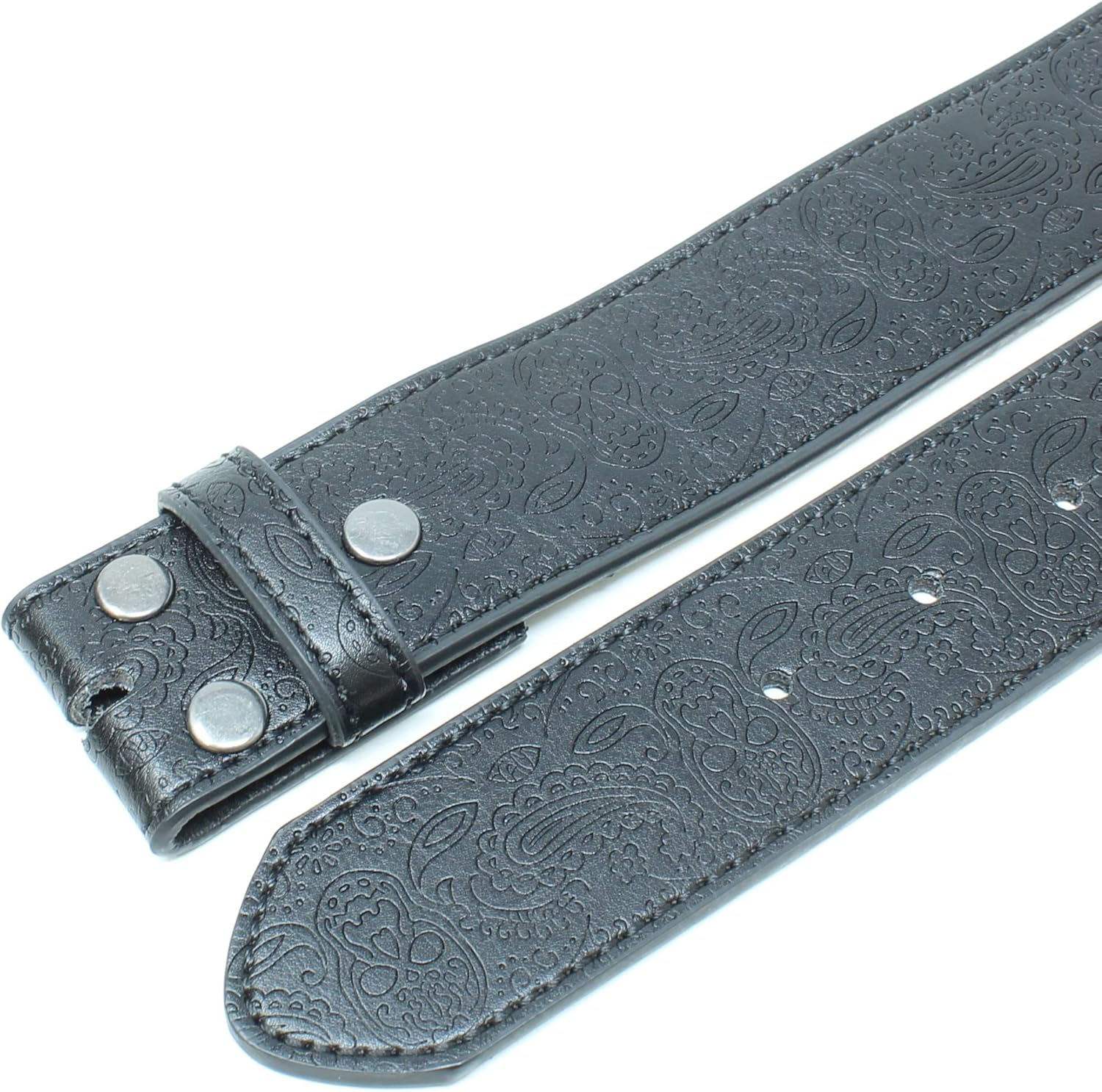 Leather Belt Strap with Western Skull and Paisley Embossed Pattern 1.5" Wide with Snaps image number 6