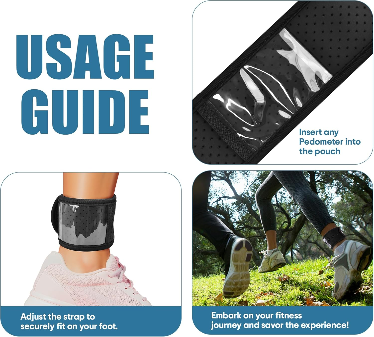 Adjustable Ankle Band for Fitness Pedometer, Soft Wear Ankle Band with Transparent Pouch for Step Counter (Steps Tracker Not Included) image number 6