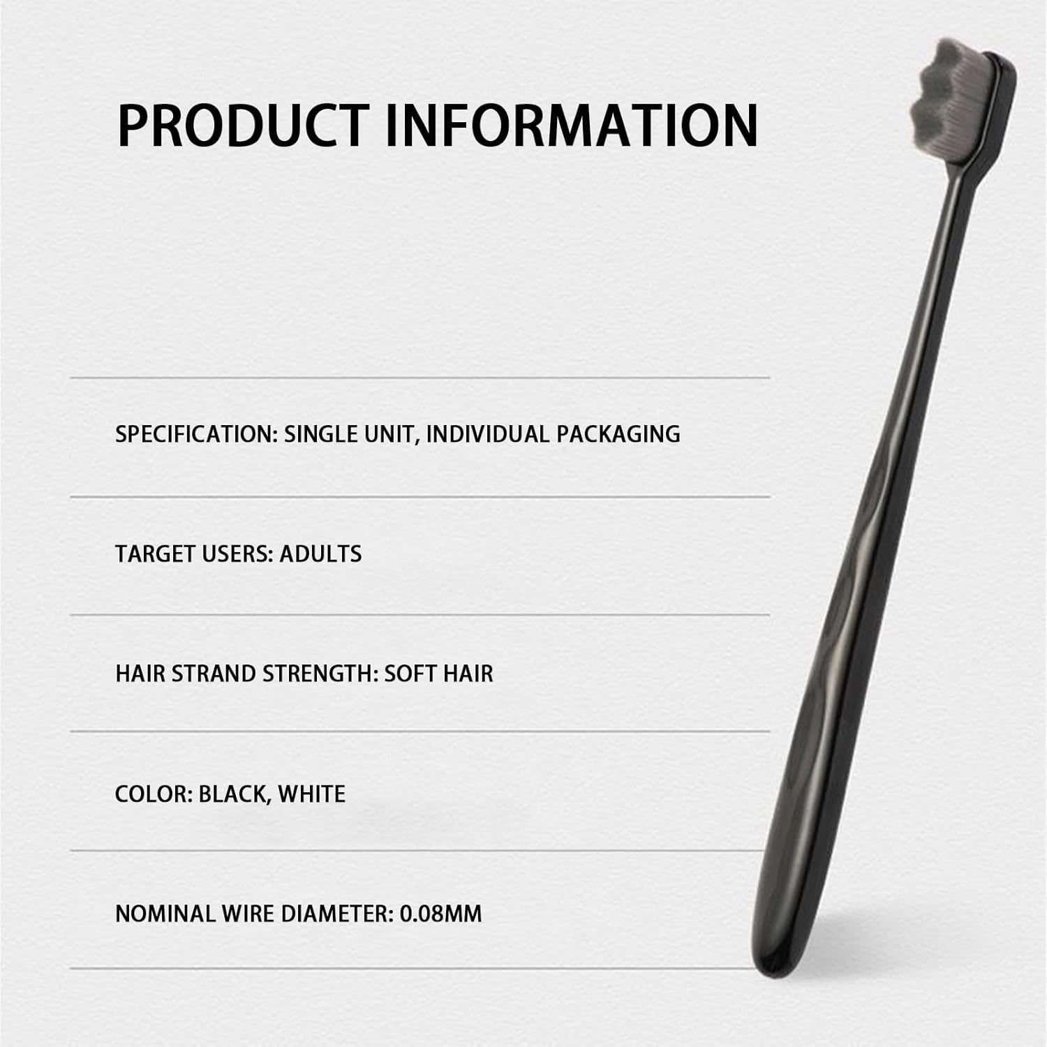 Extra Soft Toothbrush for Sensitive Gums and Teeth with 20000 Ultra Soft Bamboo Charcoal Bristles Excellent Cleaning Effect Black Wave Bristle 2 Pack image number 4