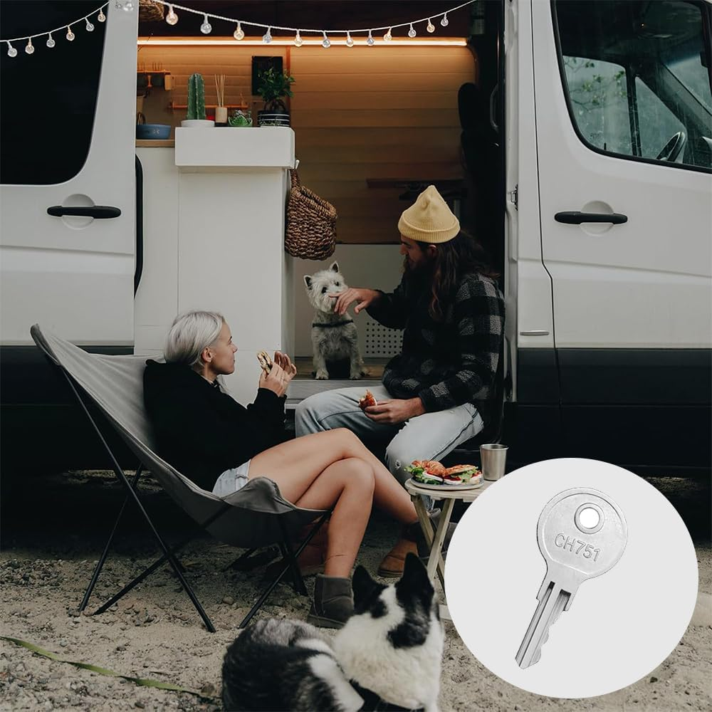 5 Pcs RV Keys CH751 Universal Replacement Keys for Camper Door Locks, RV Storage Locks, Campers Storage Cabinets, Door Lock T-Handles