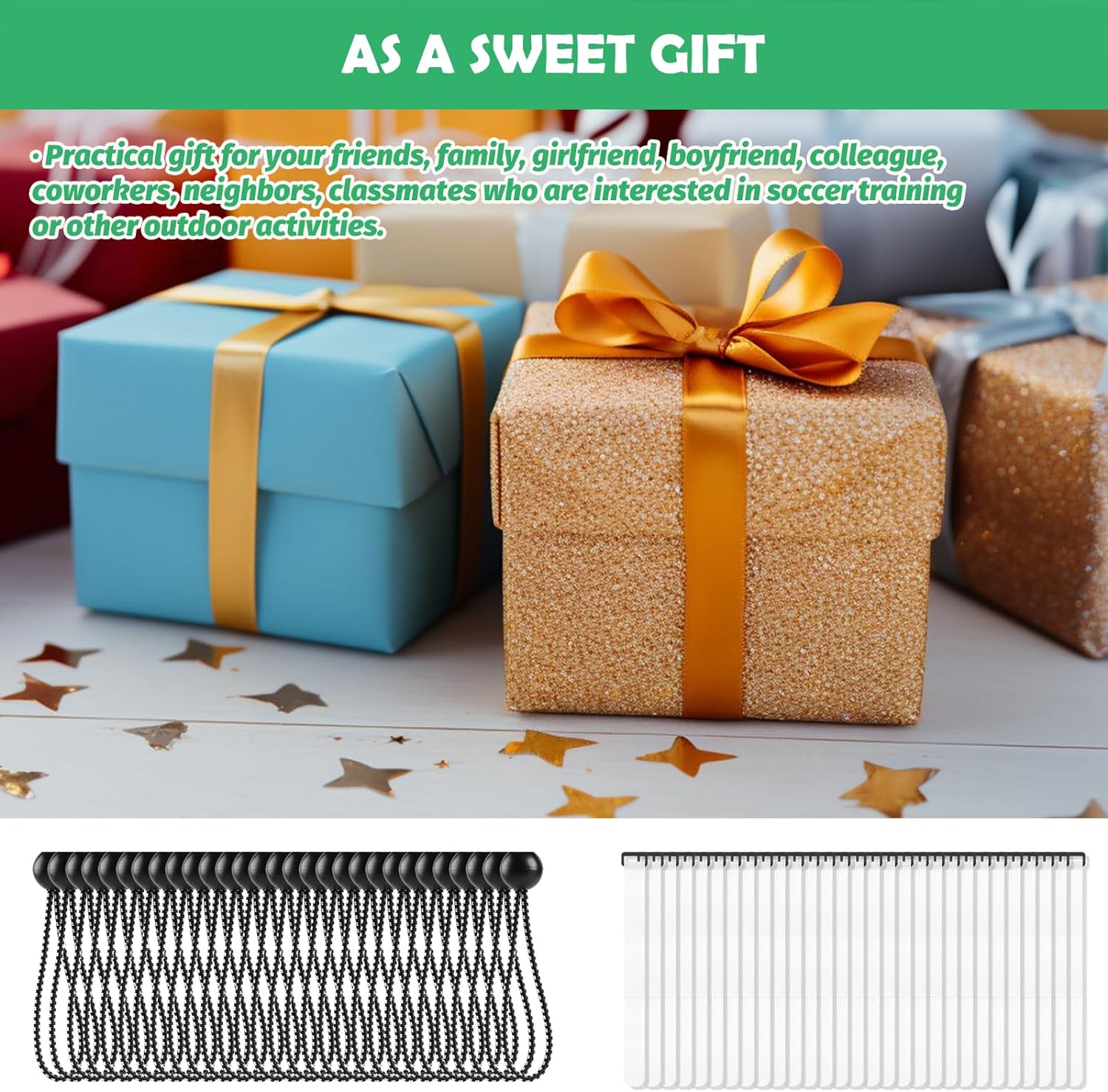 60Pcs Soccer Net Fastener Set, White Self Stick Soccer Attachment Straps and Black 5.9&rdquo; Ball Bungee Cords Soccer Rebounder Accessories for Holding Soccer Training Soccer Goals Camping Tent image number 3