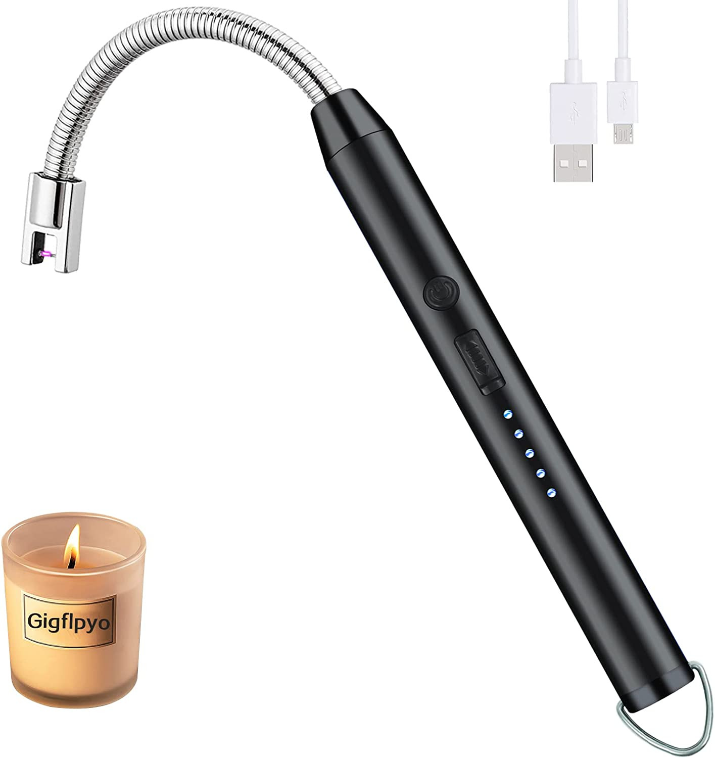 Candle Lighter Electric Arc Lighter USB Rechargeable with 360&deg; Flexible Neck, Gigflpyo Flameless Portable Windproof Plasma Lighters for Home Kitchen Cooking Outdoor BBQ Camping Stove (Rose Gold)