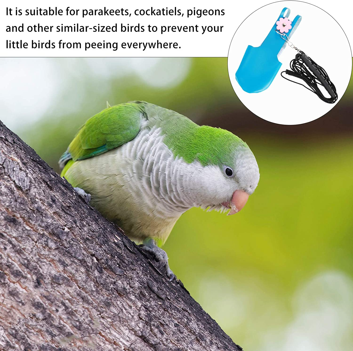 POPETPOP Cockatiel Flight Suit Parrot Diaper Flight Suit Light Diaper Nappy Pet Bird Parrot Clothes Parakeets Harness Leash Flying Rope Straps Outdoor Bird Flying Training Rope Budgie Vest Harnesses image number 4