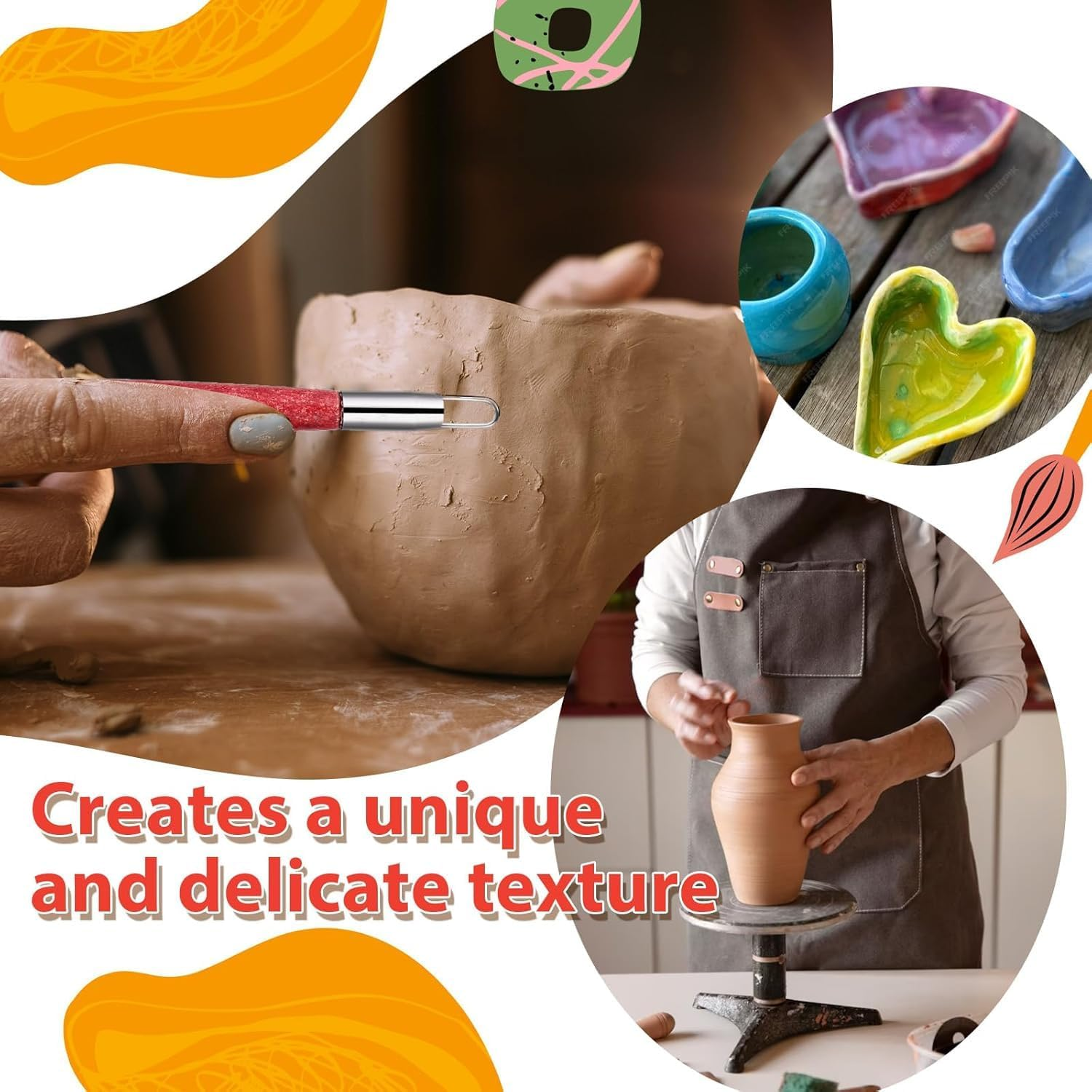 6 Pcs Clay Sculpting Tools, Double-Ended Polymer Clay Tools, Sculpting Set, Air Dry Clay Modeling Tools for Pottery and Sculpture image number 3