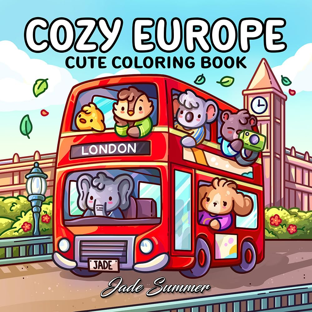 Cozy Europe: Cute Coloring Book for Adults and Teens with Charming Characters and Delightful European Scenes for Relaxation image number 2