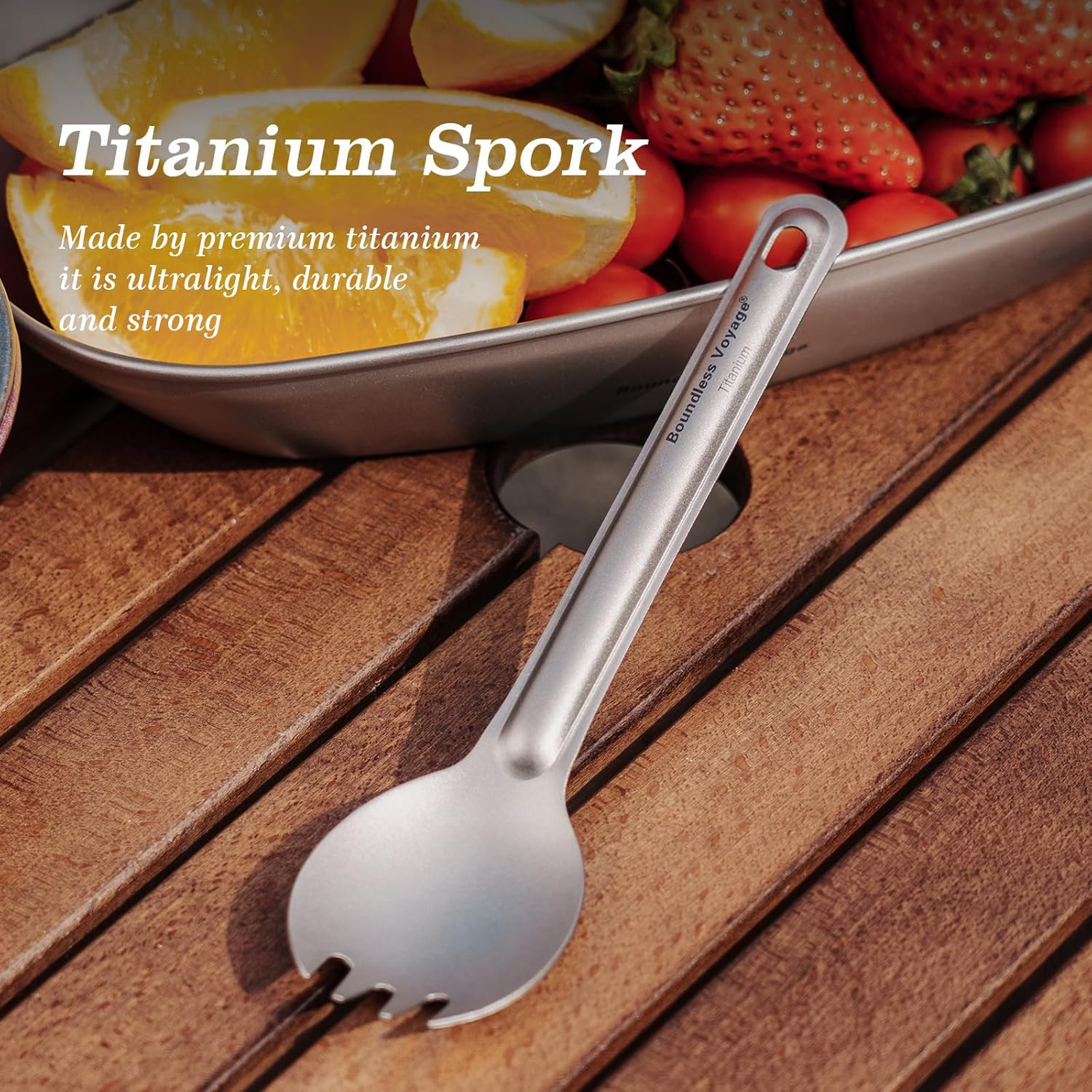 Boundless Voyage Titanium Cutlery Set Reusable Spork Set 2 Packed Lightweight Camping Tableware Outdoor Flatware with Storage Bag Ti1037T image number 5