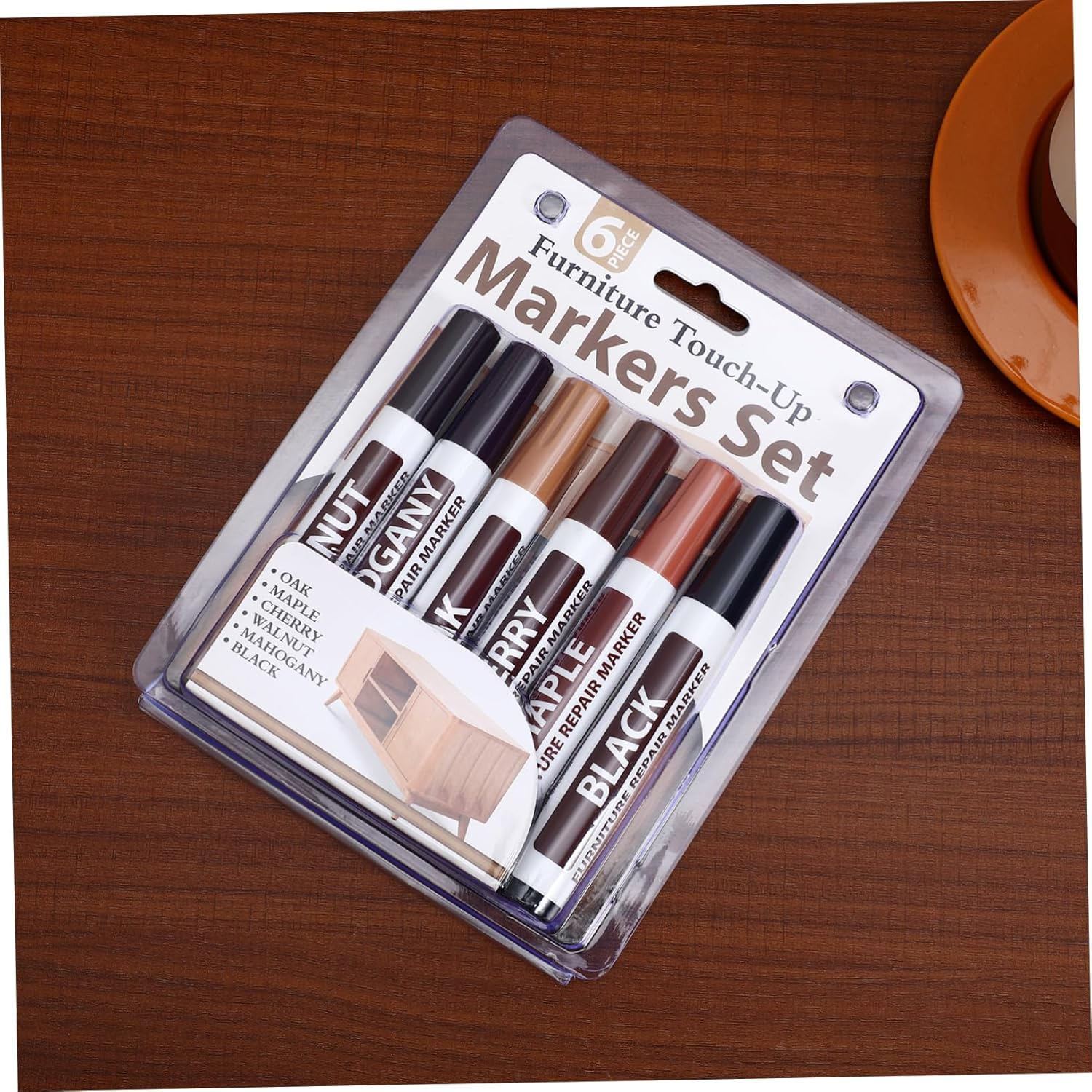 6Pcs Furniture Touch-Up Pen Marker for Wooden Furniture Repair Touch up Paint Pen for Scratched off Areas for Hiding Blemishes