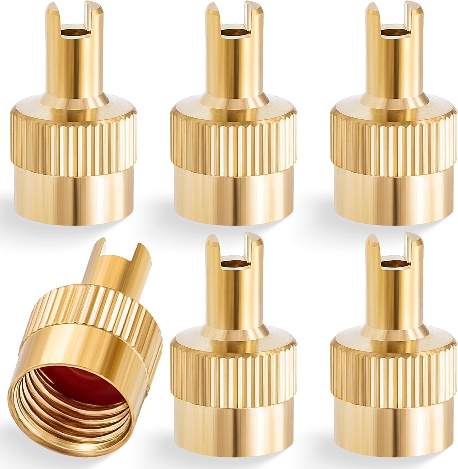 20PCS Tire Valve Stem Caps, Nickel Brass Slotted Slot Valve Stem Caps with Valve Core Remover, with O Rubber Ring, Universal for Cars, SUV, Trucks, Bikes, Motorcycles, Bicycles