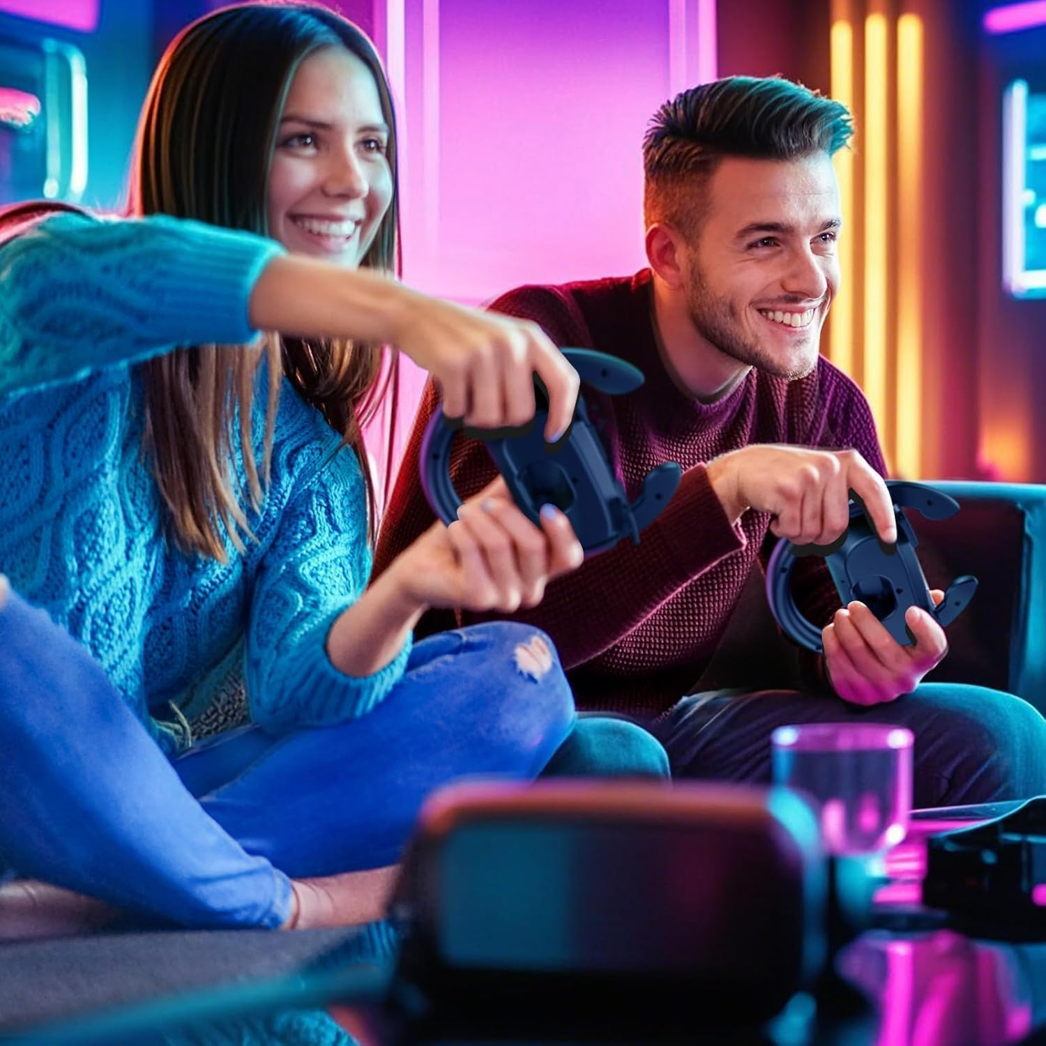 Nintendo Switch Steering Wheel, 2 Pack,Dual Racing Wheel Joy-Con Holder for Mario Kart 8 Deluxe/Live Home Circuit, Ergonomic Grip for Kids & Adults (Black)