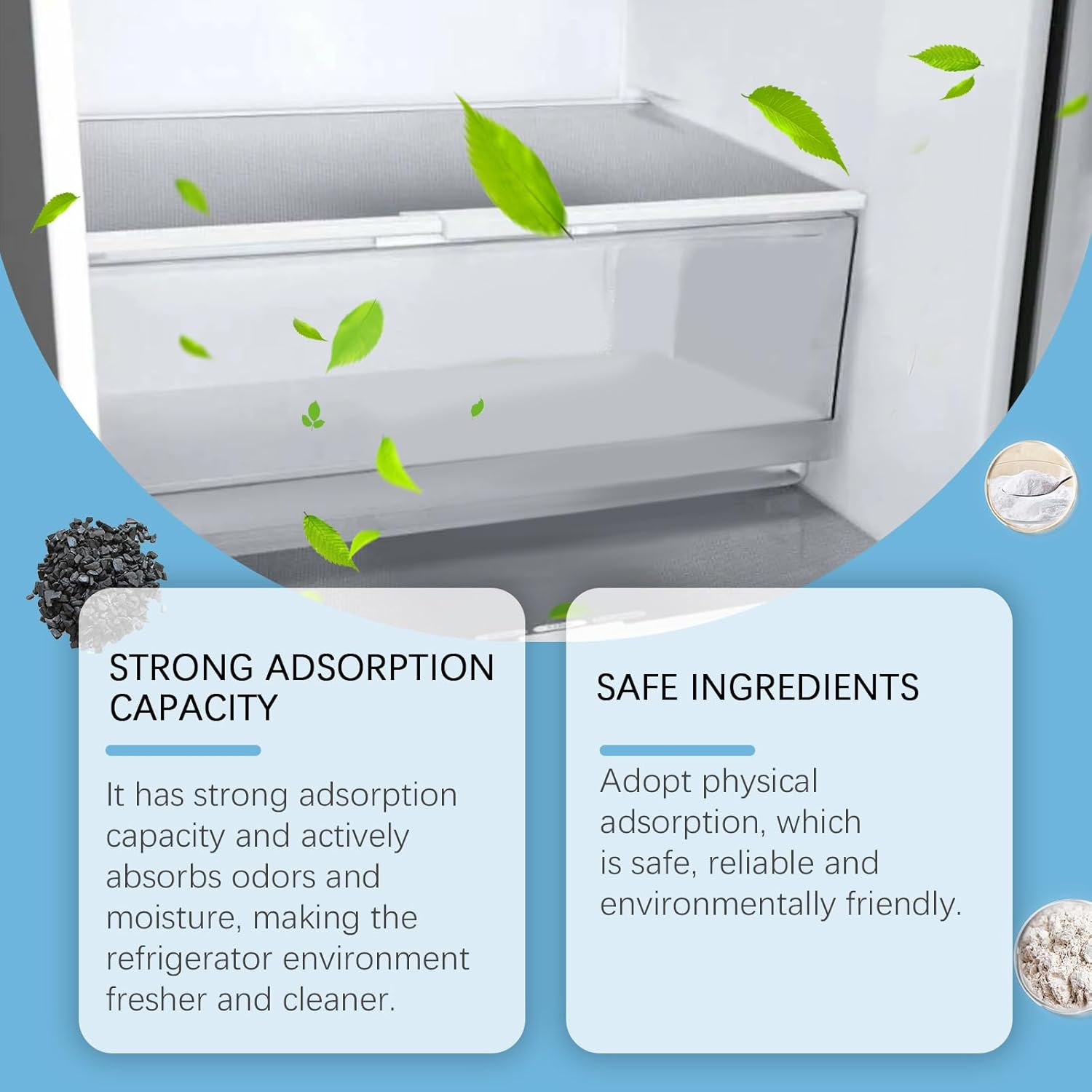 Refrigerator Deodorant Box, 50G, Activated Coconut Shell Carbon, Odour Remover image number 2