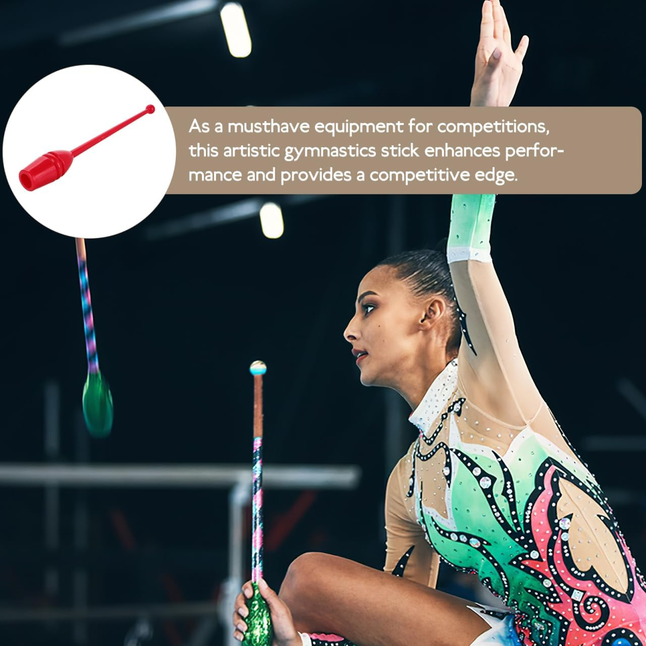 Gymnastics Stick for Rhythmic Training - Red PP Gym Equipment for Adults and Kids Ideal for Home School and Fitness image number 4