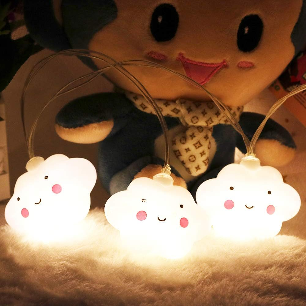 Ghost Baby Kids Cute Cloud with Face Shape Lamp Room Light Corridor Decor Small Night Light (White) Halloween Christmas Holiday String Lights 20 Lamps with Battery Powered Party Classroom Decor image number 5