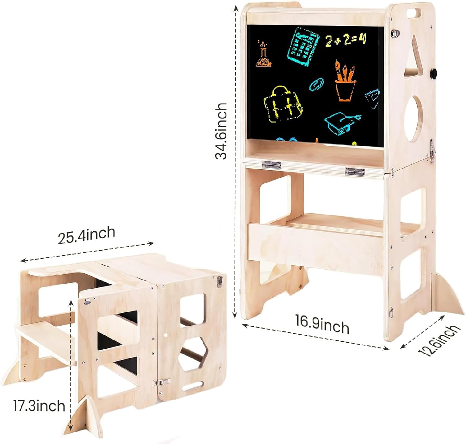 Jeonz Toddler Learning Tower, Foldable Kids Kitchen Step Stool, Montessori Standing Tower image number 5