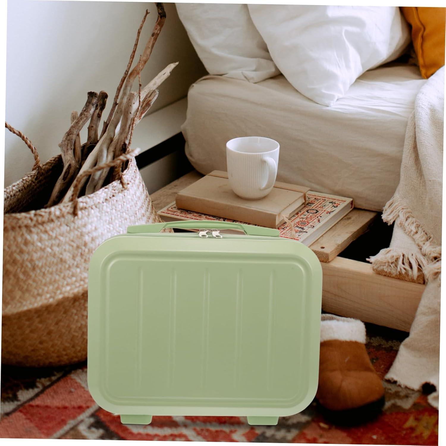 WRITWAA Large Capacity Travel Makeup Case with Zipper Handle Avocado Green Cosmetic Suitcase for Women and Portable Organizer for Cosmetics Toiletries and Essentials image number 3