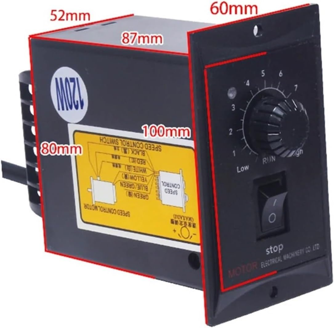 Wiper Motor，Ac 220V 25W Reversible Gear1:3-1:300 415-5RPM 4RK25GN-C Variable Speed Motor AC Gear Motor Reducer Geared Motor + CW/CCW Switch(0-415Rpm)