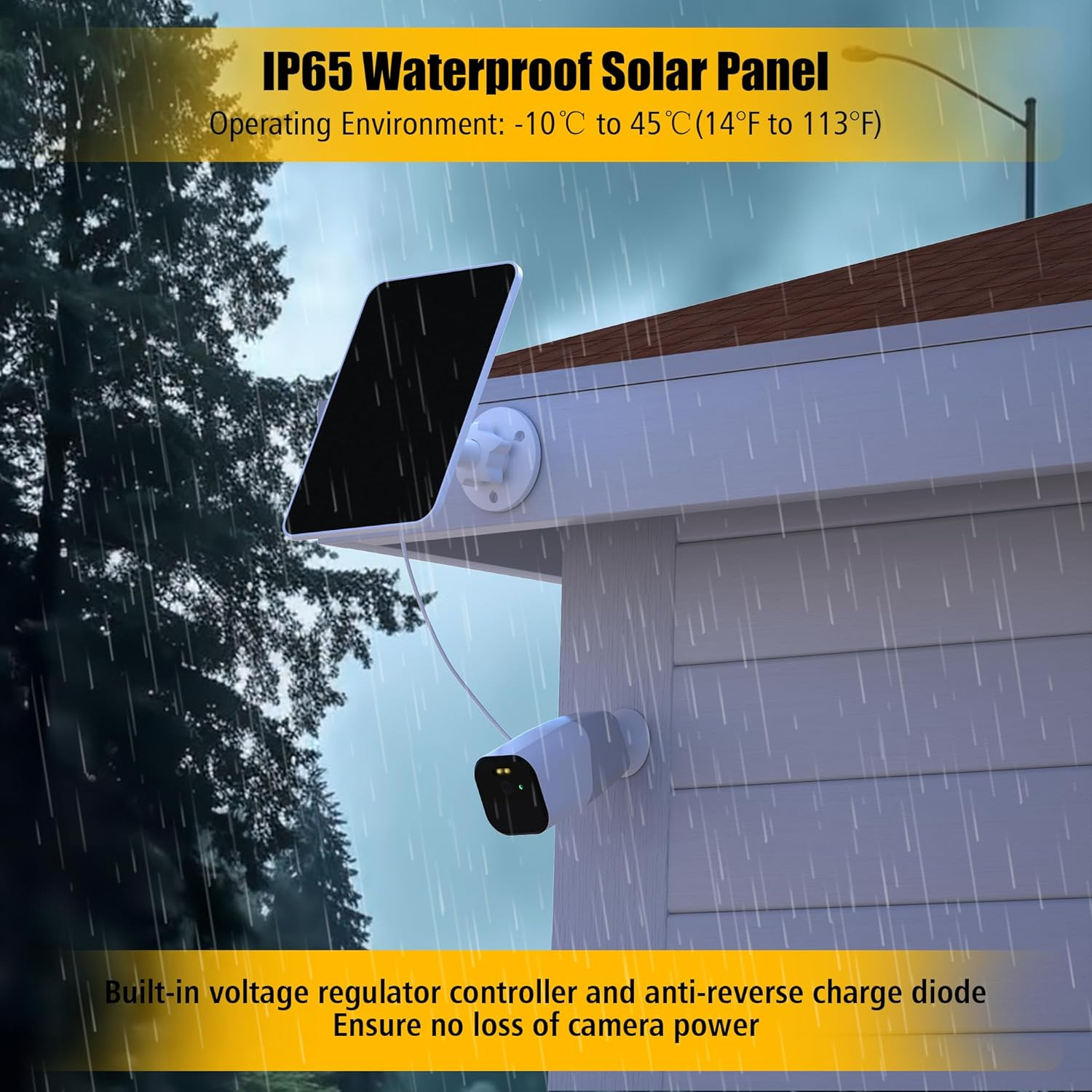 Rhorawill Solar Panel for Eufy Camera, Security Camera, 5V 4W Solarpanel for Eufycam 2/2 Pro, 2C/2C Pro, Solocam E/E20/E40 Spotlight, Type-C Solar Charger for Eufy with Micro USB & Rubber Plug, IP65 image number 2