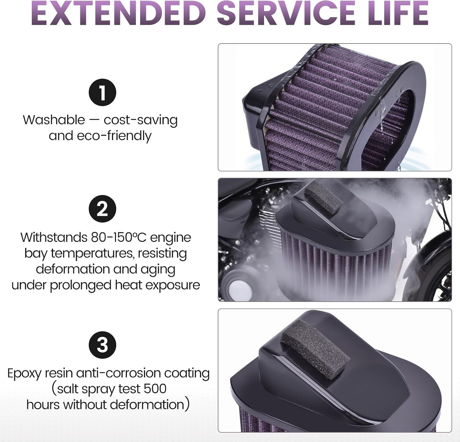 Air Filter for Kawasaki Z1000 2003-2009 Z800 2013-2016 Z750 2004-2012 Z750S 2005-2007, 11013-0044 11013-1302, Air Element High Performance Airflow image number 2