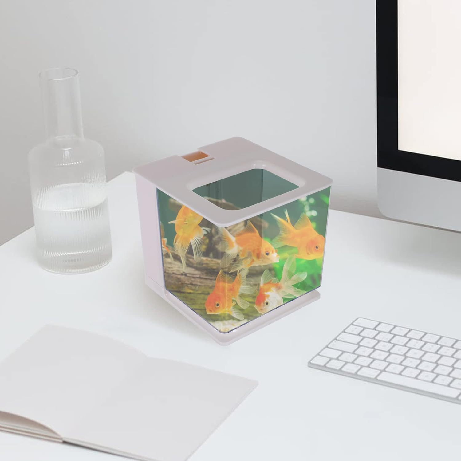 Mipcase Self-Cleaning Acrylic Fish Tank Easy Maintenance Water Changing Aquarium for Desktop Use Stylish Decorative Fish Tank for for Aquatic Plant Gardens