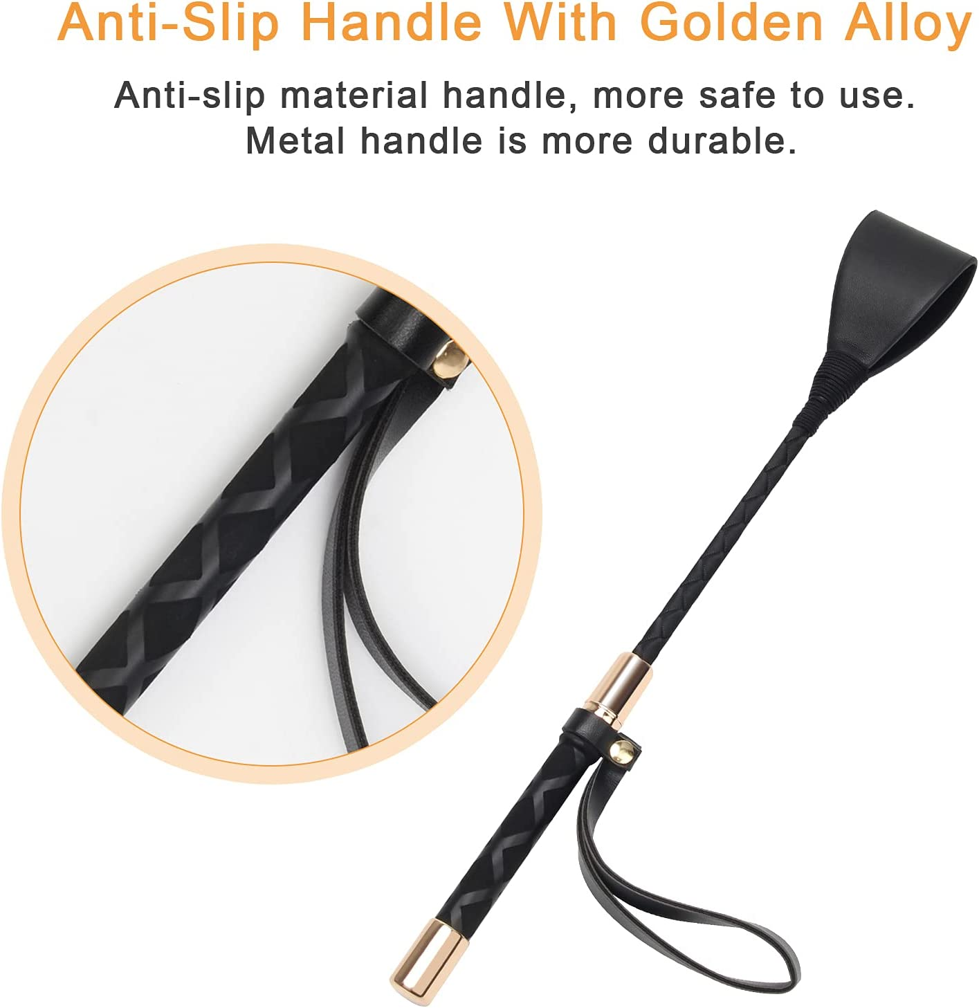 Horse Crop Black, Faux Leather Riding Crop with Anti-Slip Grip Gel Handle (30Cm, Black) image number 1