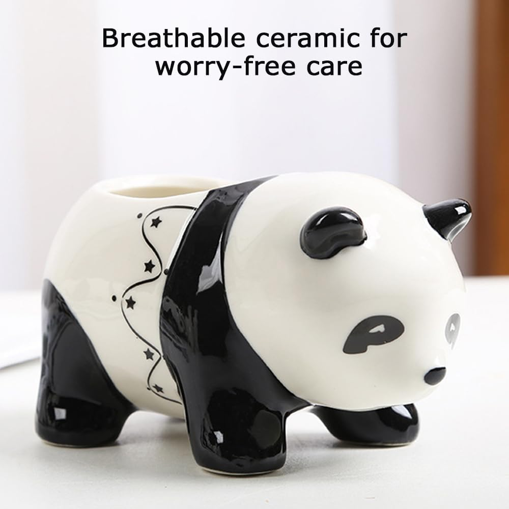 Panda Succulent Plant Pot, Creative Cartoon Flower Pot, Portable Mini Flower Pot, Cactus Container with Drainage Hole, Flower Pot for Indoor and Outdoor Use Home Office ﻿ image number 2