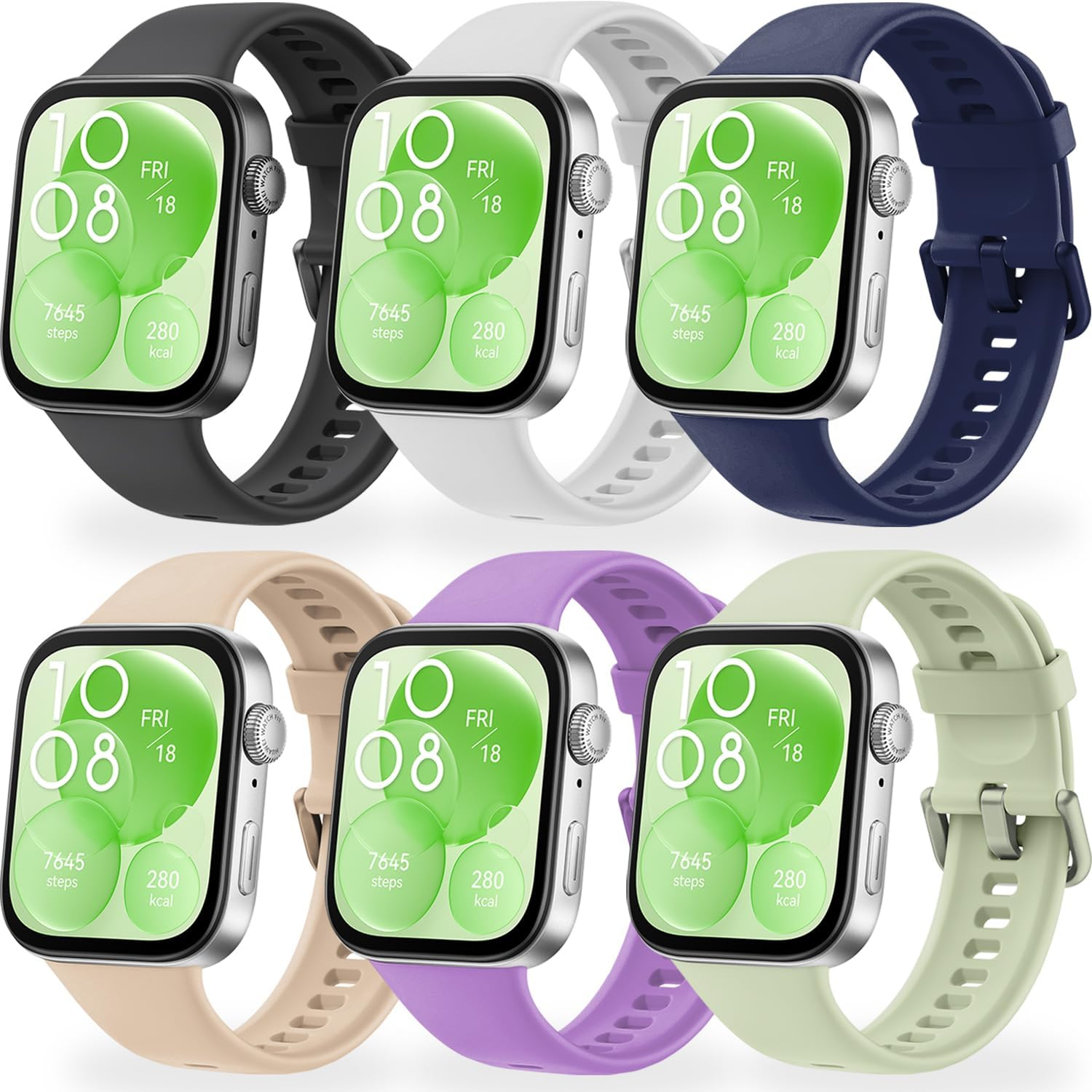 3-6PCS Straps Compatible with HUAWEI Watch Fit 3, Replacement Bands Suitable for HUAWEI Watch Fit 3, Soft TPU, Breathable, Adjustable Length