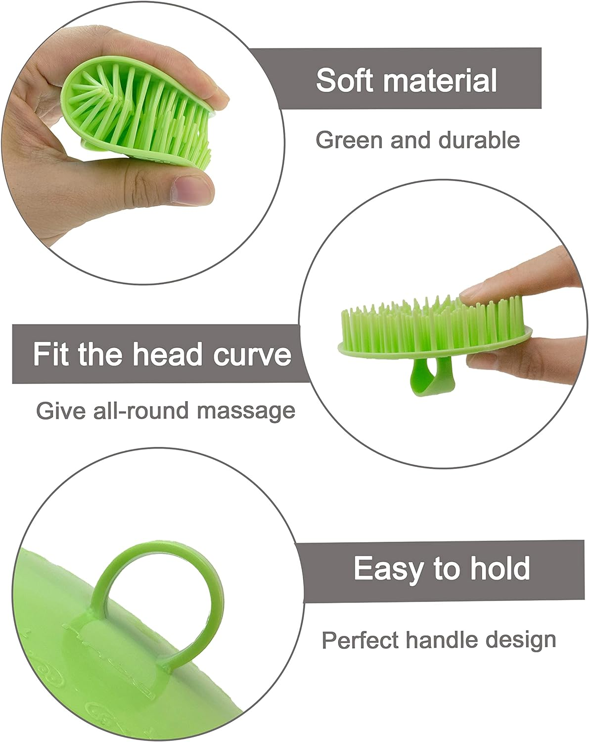 Hair Scalp Scrubber, 6 Pcs Scalp Massager Shampoo Brush, Plastic Shower Head Dandruff Comb, Washing Scrub Brushes for Kids Toddler Men Women Pets image number 3