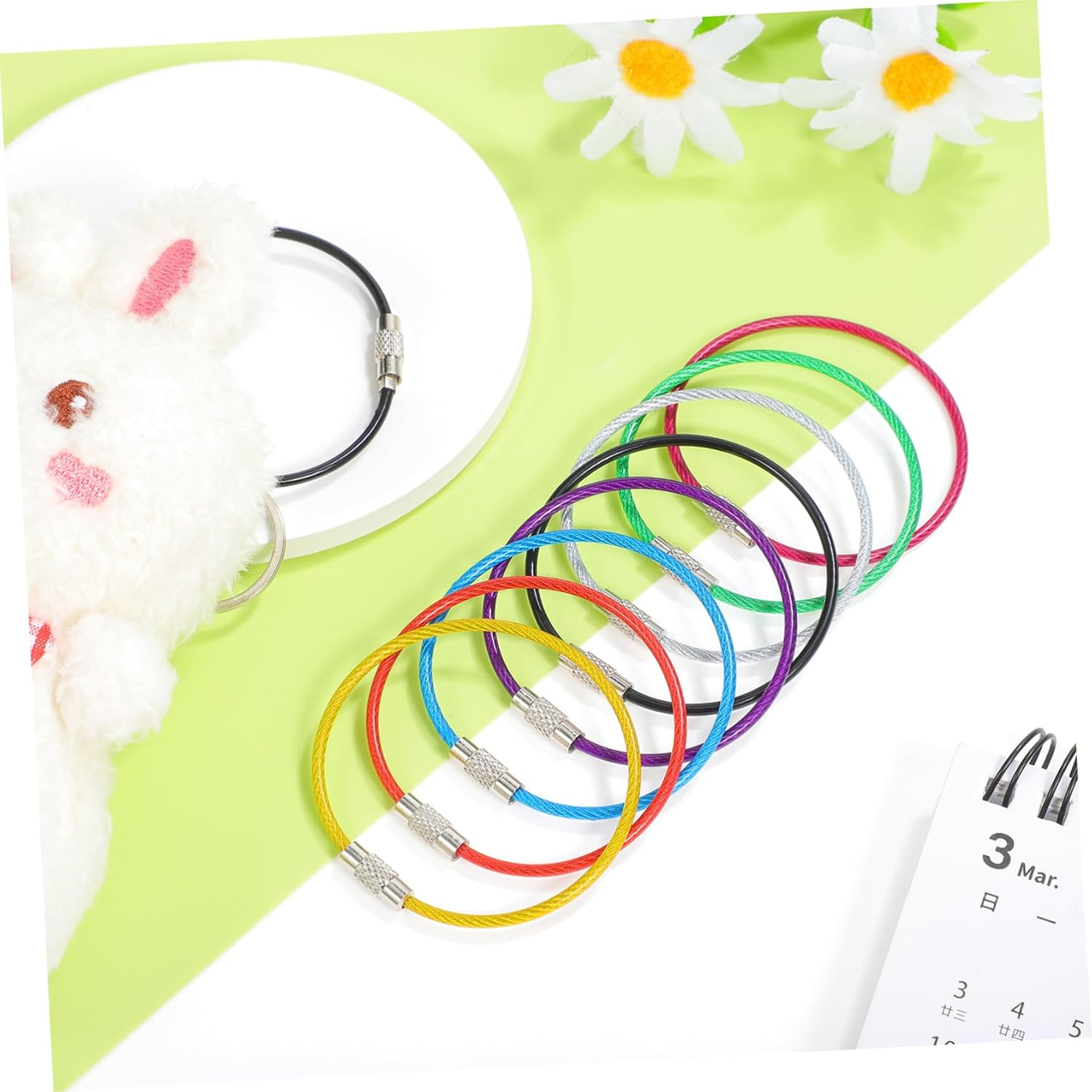 EPIGEIST Wire Key Chain 16 Pcs Stainless Steel Cable Key Ring 2 * 150Mm Portable Large Hoop for Travel Bag image number 1