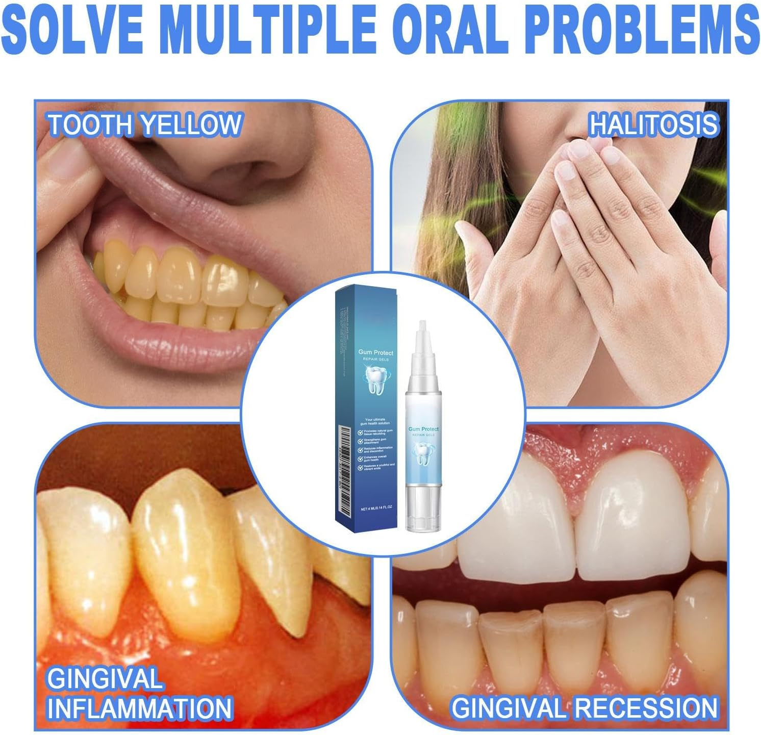 Gum Support Gel for Receding Gums - Protection & Care Formulation Shields Gums, Freshens Breath (4Pcs) image number 1