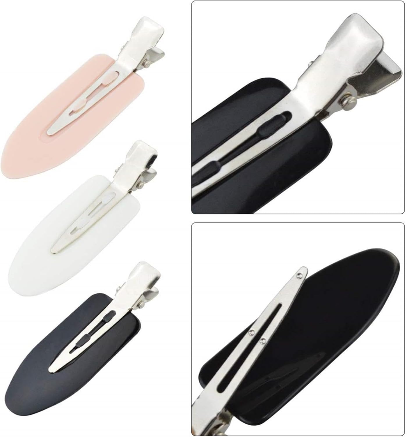 24 Pcs No Bend Hair Clips Pin Curl Clips No Crease Hair Clip for Hairstyle Bangs Finger Waves Makeup Application Hairdressing Hairpins Styling Clips for Hair Salon Black Pink White image number 1