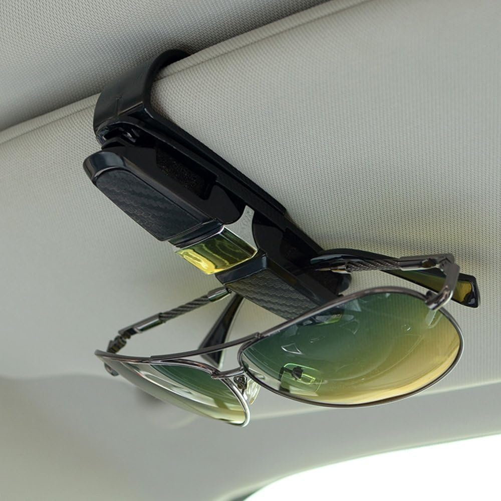 Sunglasses Holders for Car Sun Visor, Glasses Ticket Card Clip Mount Hanger, Double-Ends Clip 180 Degree Rotational Car Visor Accessories image number 4