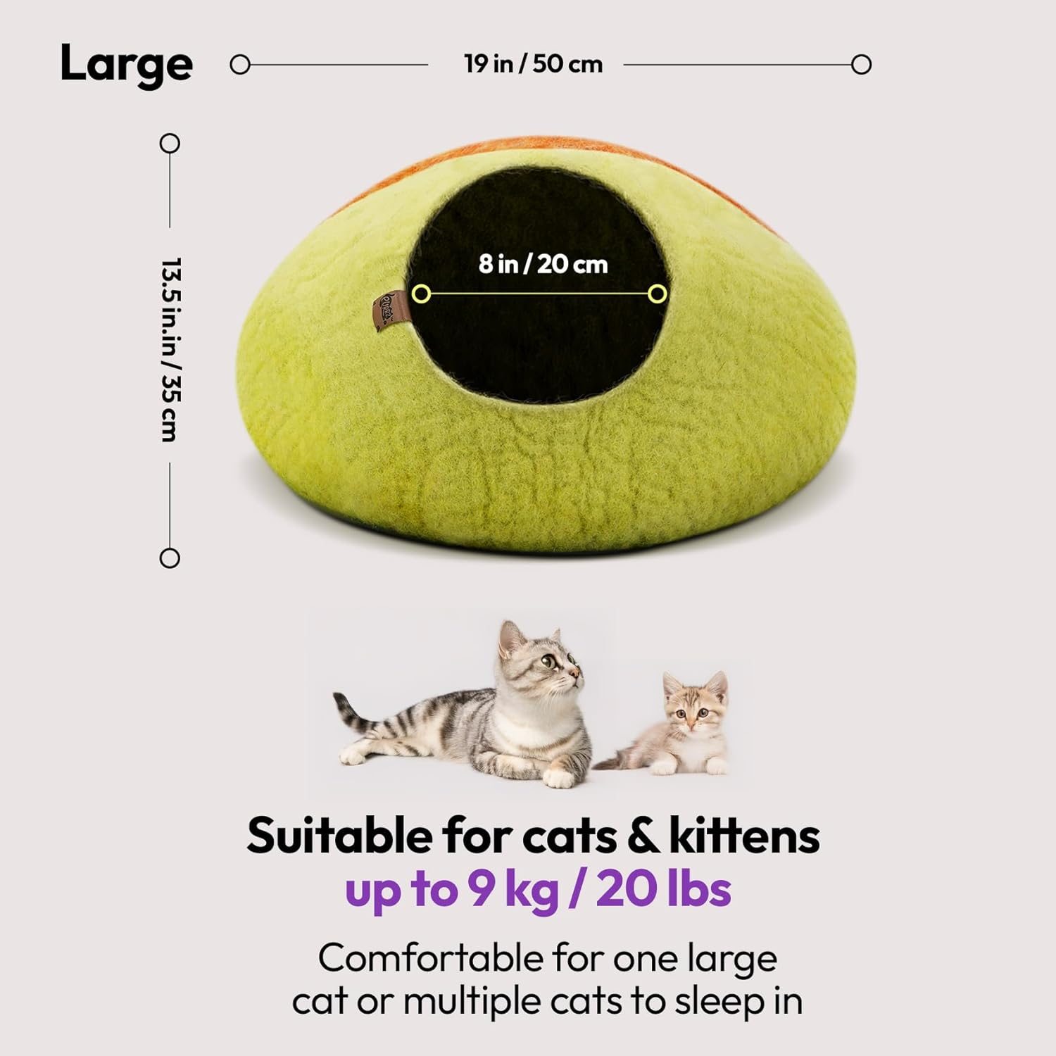 Luxury Cat Cave | Natural Wool Felt Handmade Cat House, Cat Beds, Cat Condo, Cat Furniture, Cat Beds for Indoor Cats, Cat Houses for Indoor Cats, Cat Hideaway (Medium, Gumtree) image number 5