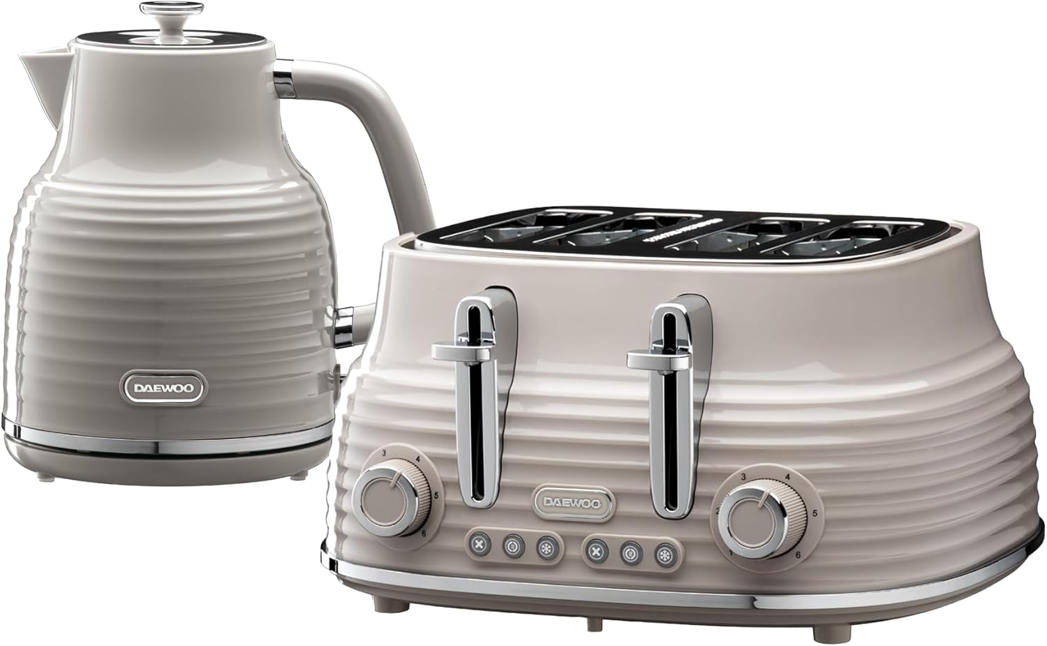 Daewoo SDA2566GE Plastic, Taupe 4-Slice Kettle and Toaster Set image number 3