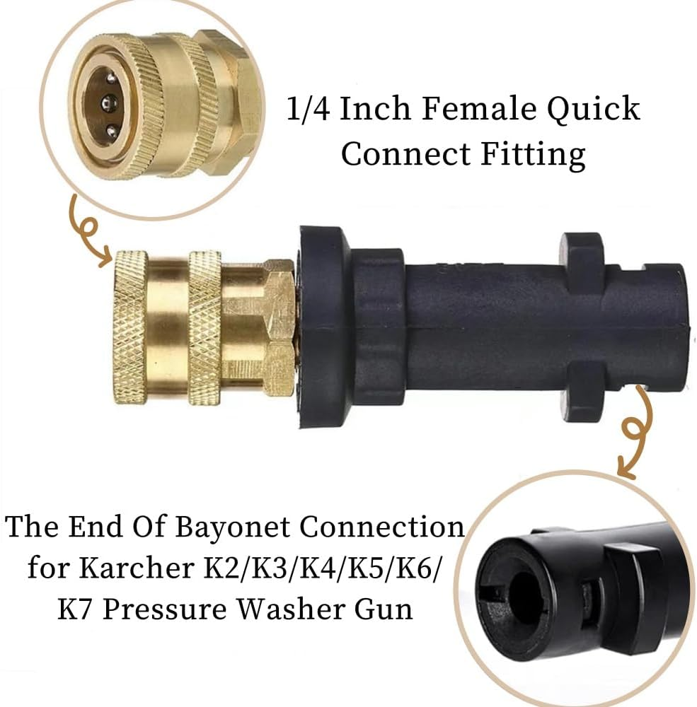 High Pressure Washer Gun Adapter 1/4" Spray Nozzle Tips Sets Brass Female Quick Connector for Karcher K2 K3 K4 K5 K6 K7