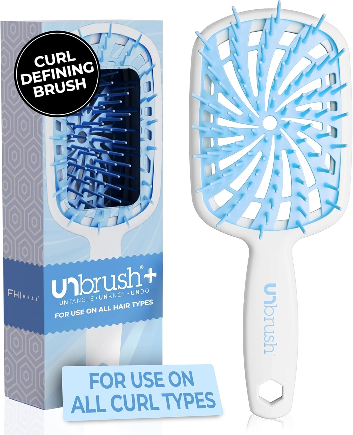 FHI Heat New Unbrush!! Unbrush plus Detangler Brush for Gentle and Effective Detangling on Wet or Dry Fragile Hair Types &mdash; 84 Ultraflex Bristles, Ultra-Light, Anti-Static, Vented Hair Brush
