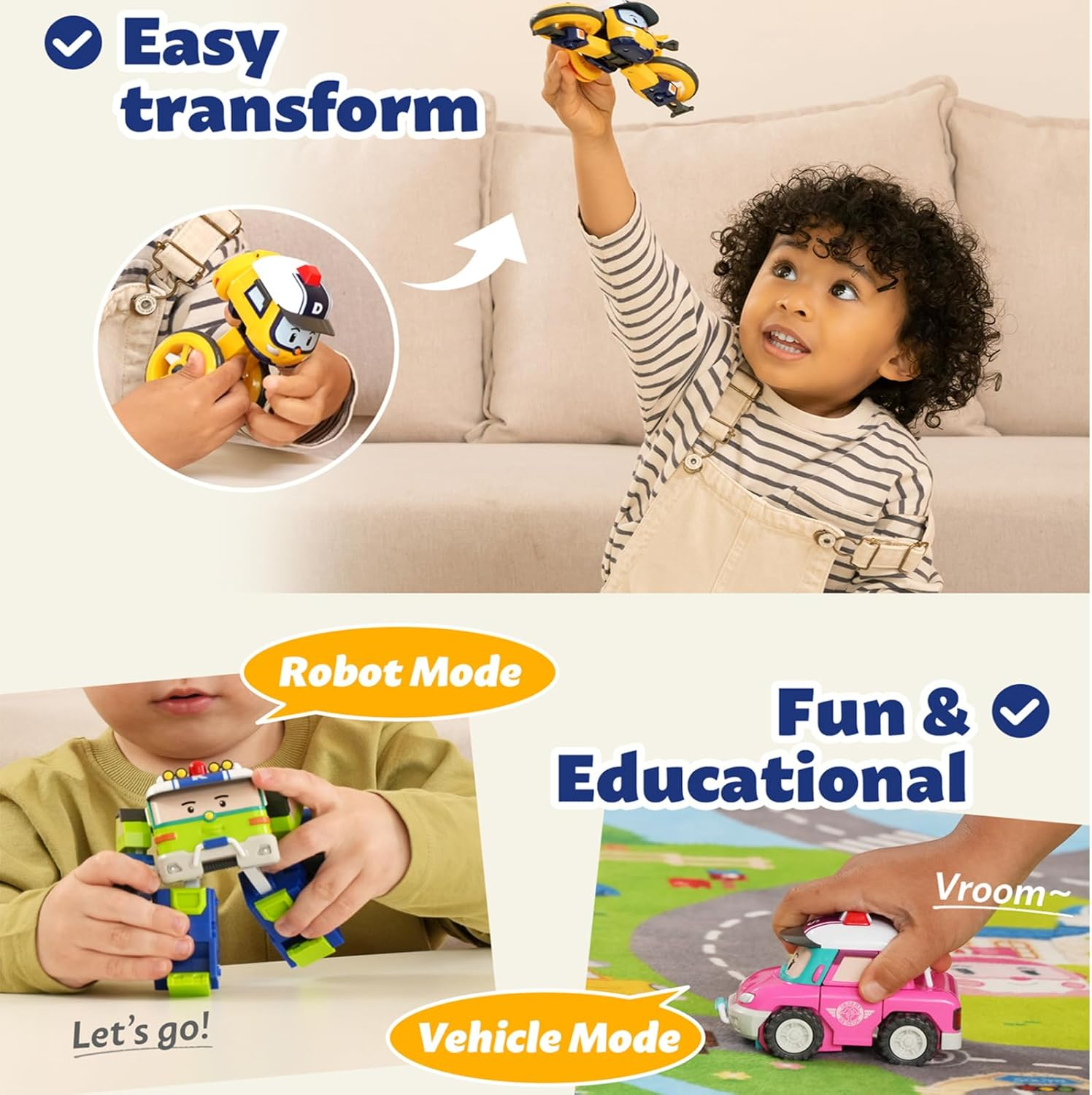 Robocar Poli Sandy Transforming Robot, 4" Transformable Action Toy Figure Vehicle, Emergency Vehicle Playset, Holiday Birthday Rescue Car Toys Gift for Boys Girls Age 1 2 3 4 5 image number 3