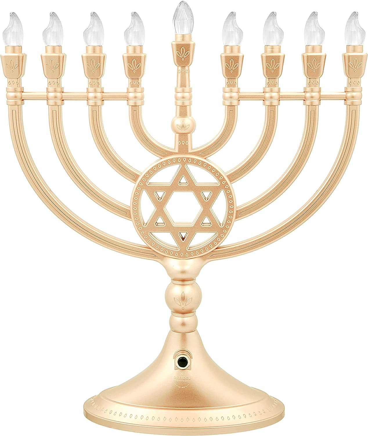 Traditional LED Electric Gold Hanukkah Menorah with Crystals - Battery or USB Powered - Includes a Micro USB 4' Charging Cable image number 4