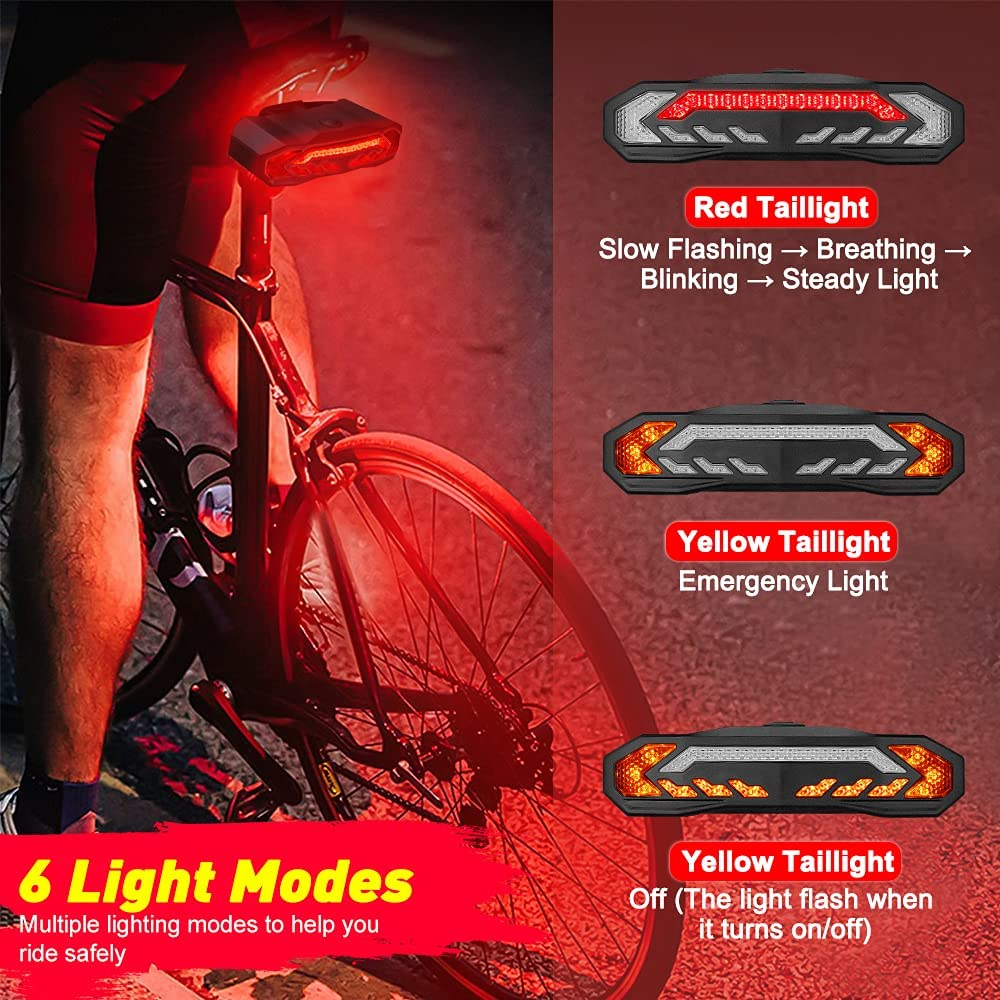 ONVIAN Smart Bike Tail Light with Turn Signals, Bike Horn Bike Alarm with Remote, Rechargeable Rear Bike Light, Waterproof Auto On/Off Bicycle Lights Bike Turn Signals Brake Light image number 4