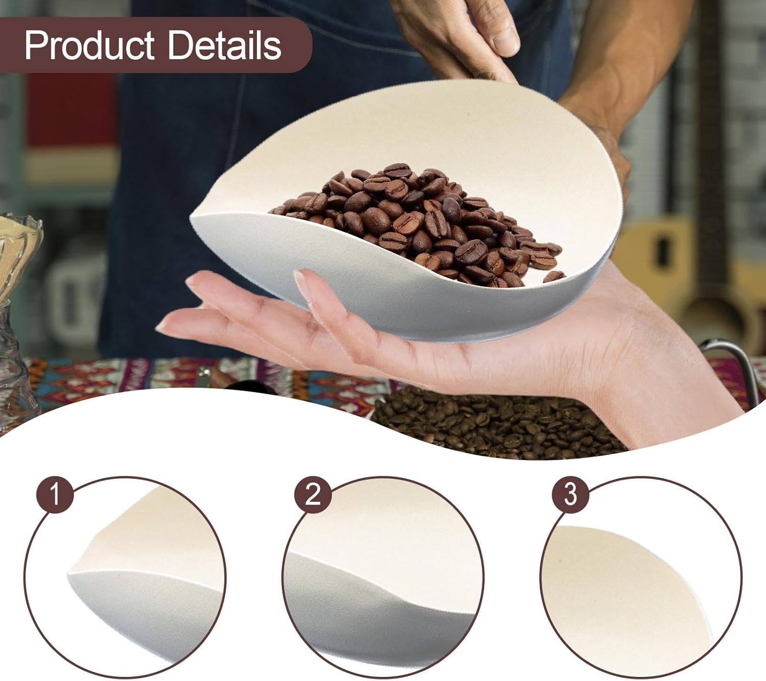 Perfk Coffee Bean Dosing Cup,Single Dose Tray Coffee Beans Loose Leaf Tea Dosing Vessel for Household Bar Gift, White - Wood Grain Color image number 3