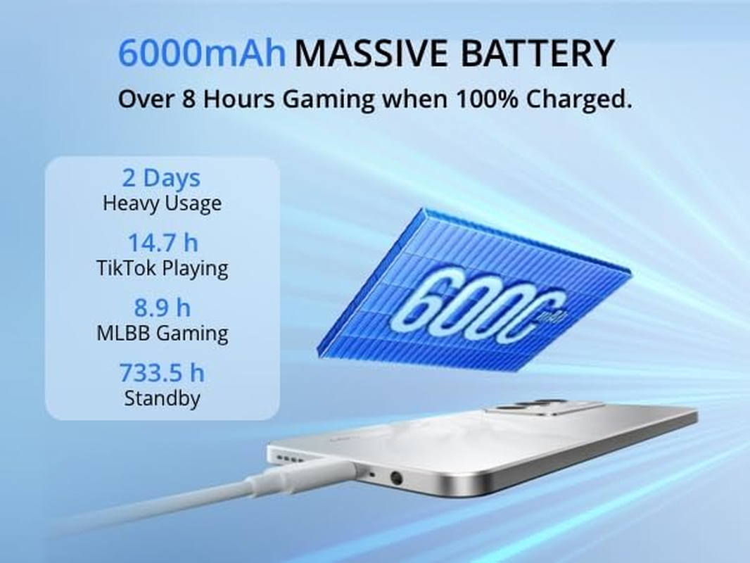 Realme C71 4G Smartphone, 6 + 128 GB, 6000 Mah Battery, 45 W Charge, Octa-Core Chipset, 50 MP AI Camera, 24 GB Dynamic RAM, 120 Hz Display, Grade Shock Resistance, Daily Water Resistance, White Swan image number 4