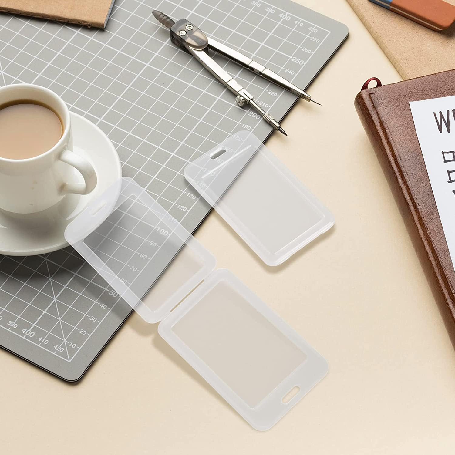 10Pcs Transparent Badge Holder Double Sided Hard Rigid Bus Card Holder Case,Clear Vertical Name Tag Badge Id Card Case,Plastic Vertical Name Badge ID Card Holders,Clear ID Badge Holder Badge Holder